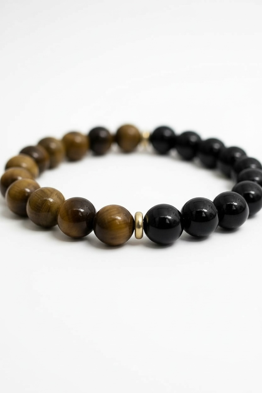Onyx + Tiger’s Eye Stretch Bracelet