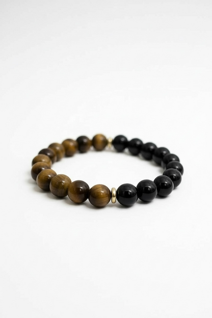 Onyx + Tiger’s Eye Stretch Bracelet