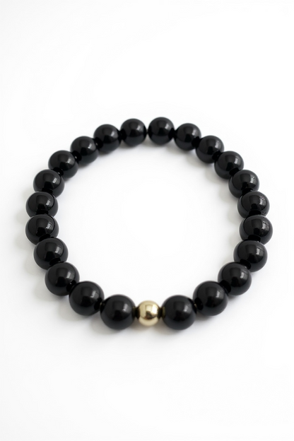 Gold + Onyx Stretch Bracelet