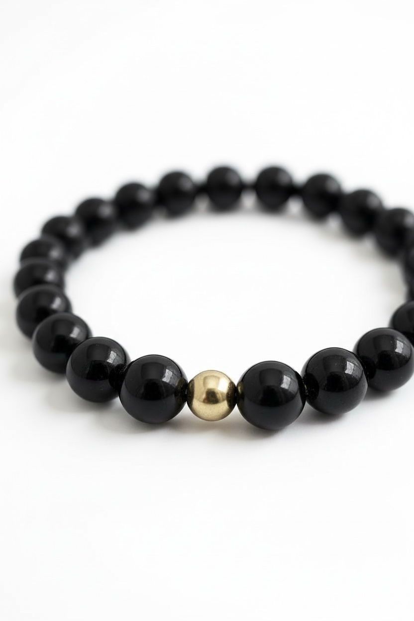 Gold + Onyx Stretch Bracelet