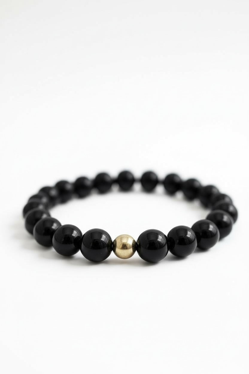Gold + Onyx Stretch Bracelet
