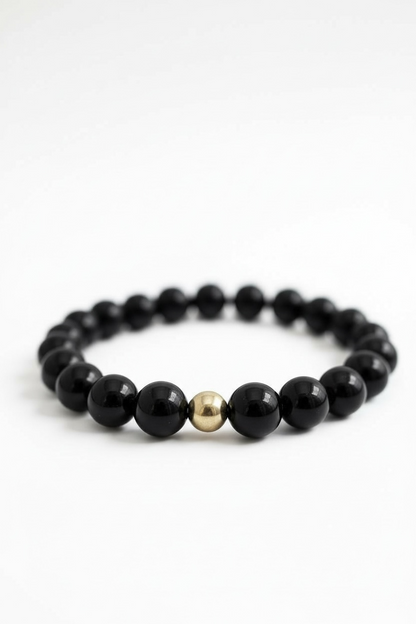 Gold + Onyx Stretch Bracelet