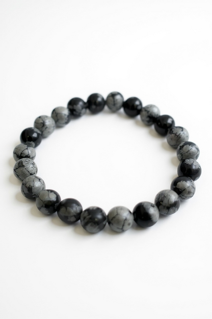 Snowflake Obsidian Stretch Bracelet