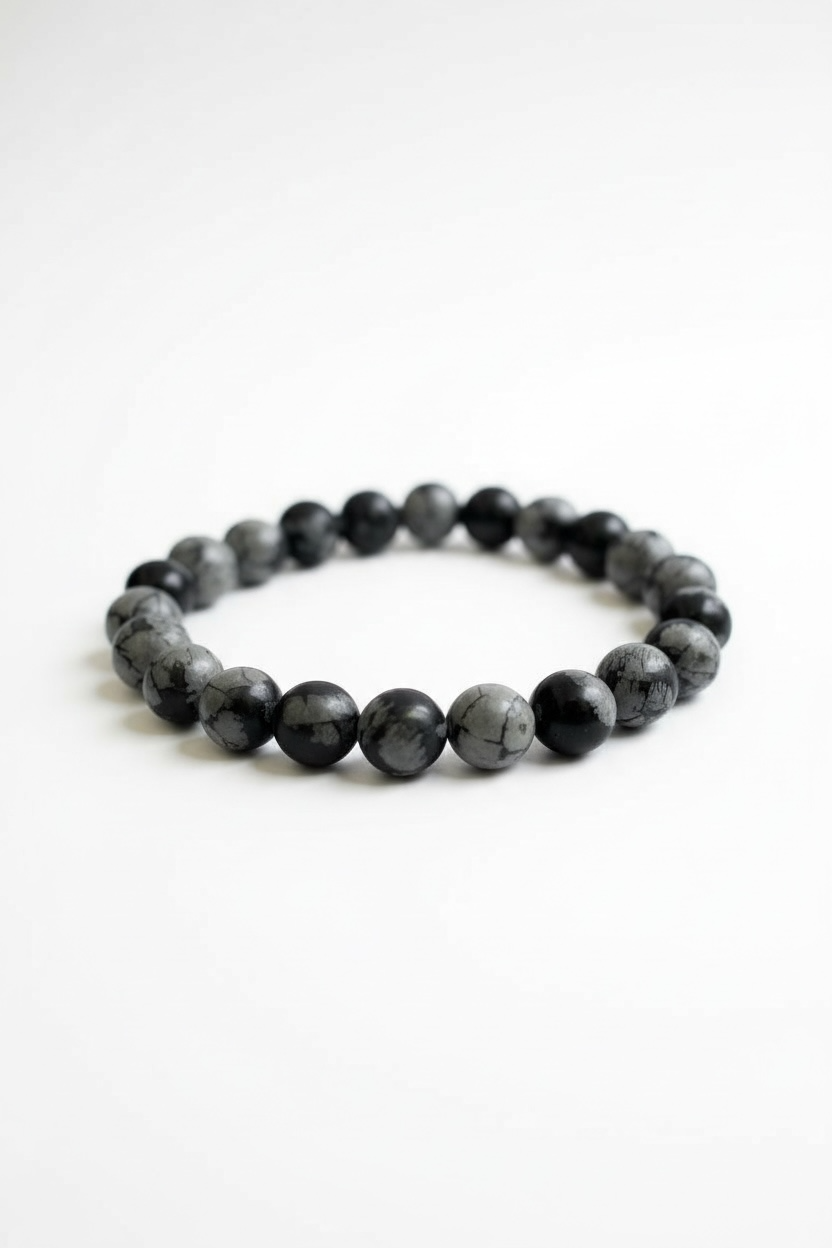 Snowflake Obsidian Stretch Bracelet