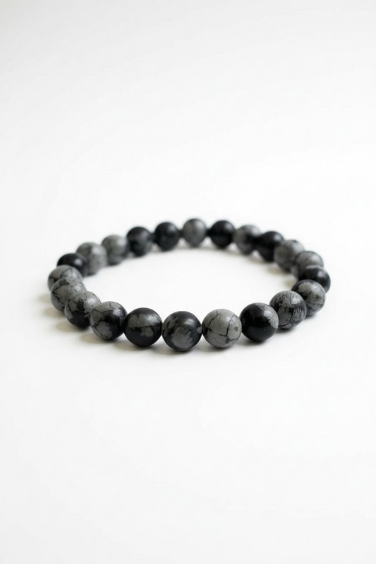 Snowflake Obsidian Stretch Bracelet