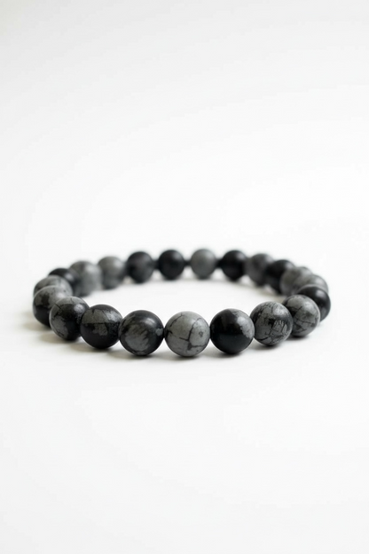 Snowflake Obsidian Stretch Bracelet