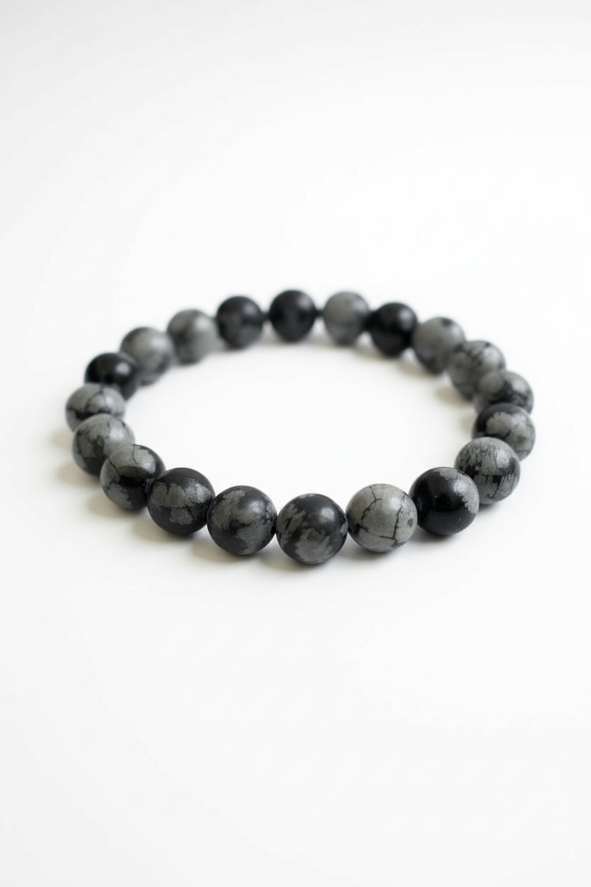 Snowflake Obsidian Stretch Bracelet