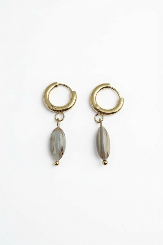 Shell Rice Huggie Hoop Earrings