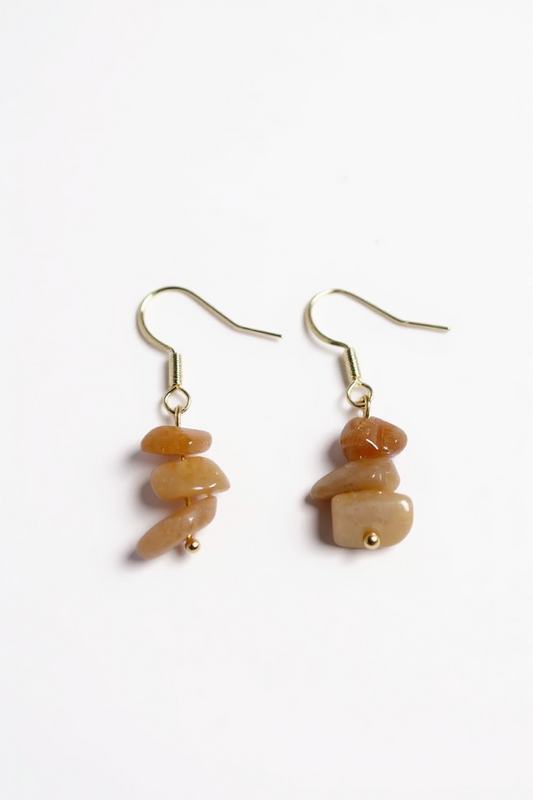 Sunstone Stack Fish Hook Earrings