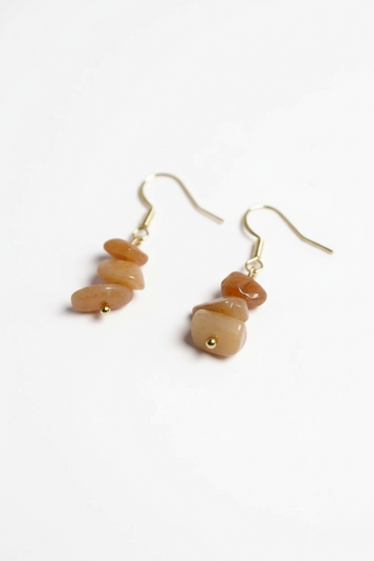 Sunstone Stack Fish Hook Earrings