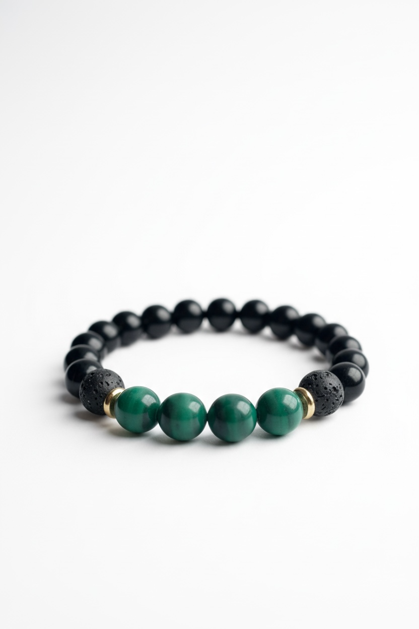 Lava, Malachite + Onyx Stretch Bracelet