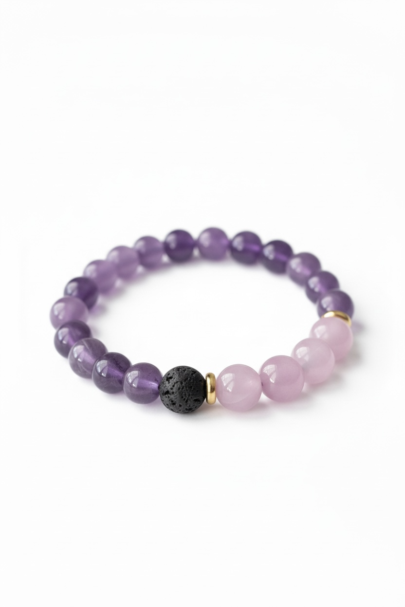 Lava, Amethyst + Kunzite Stretch Bracelet