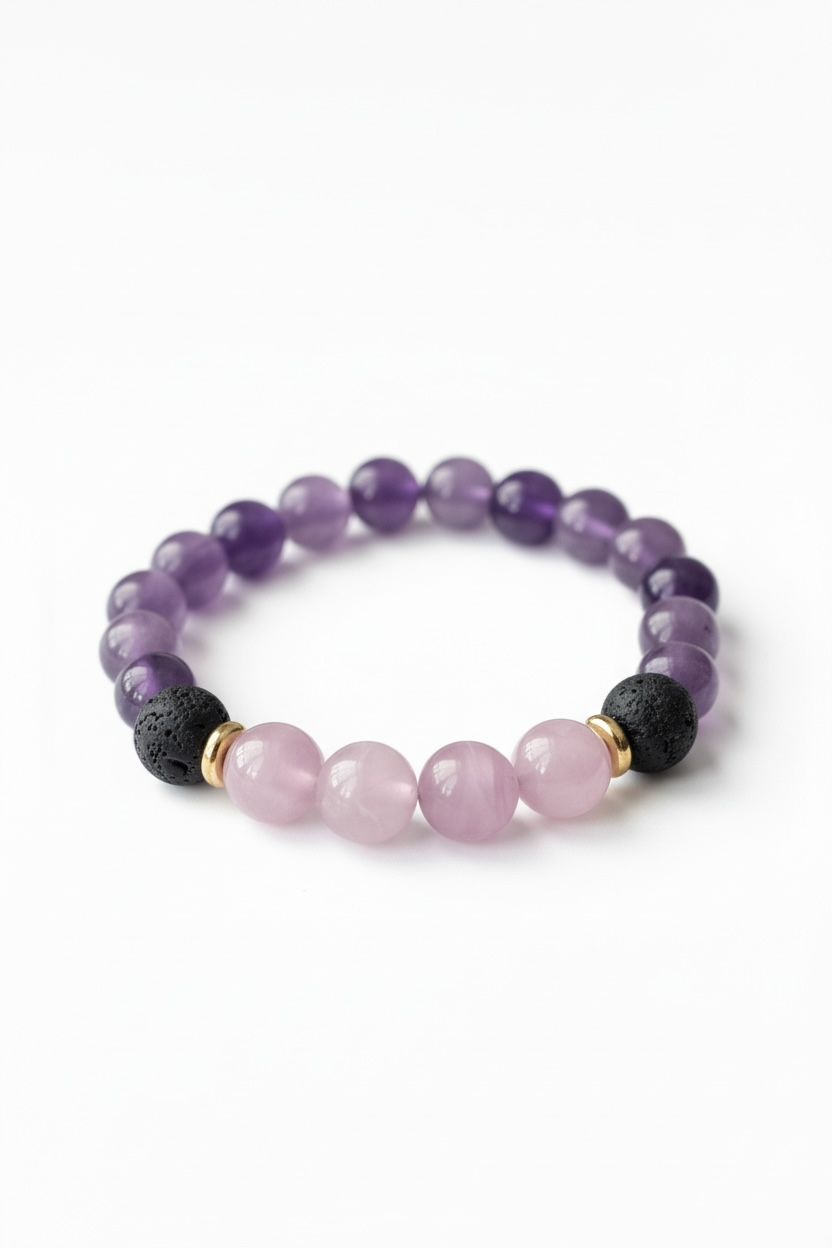Lava, Amethyst + Kunzite Stretch Bracelet