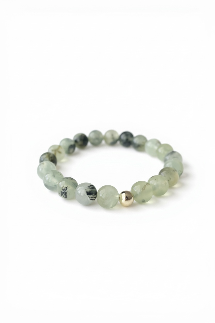 Gold + Prehnite Stretch Bracelet