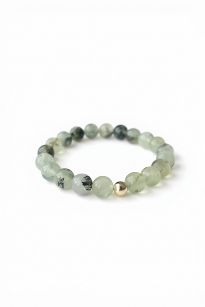Gold + Prehnite Stretch Bracelet