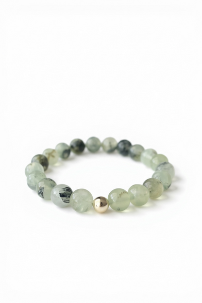 Gold + Prehnite Stretch Bracelet