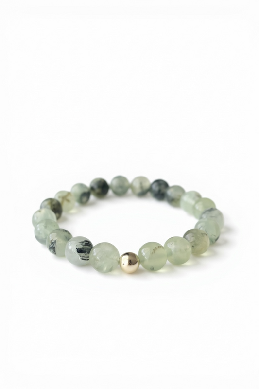 Gold + Prehnite Stretch Bracelet