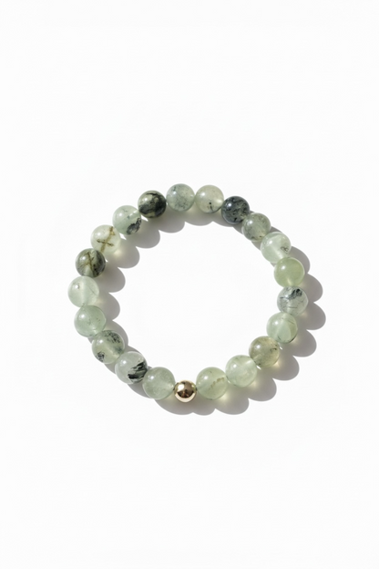 Gold + Prehnite Stretch Bracelet