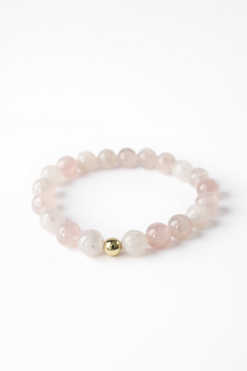 Gold + Rose Quartz Stretch Bracelet