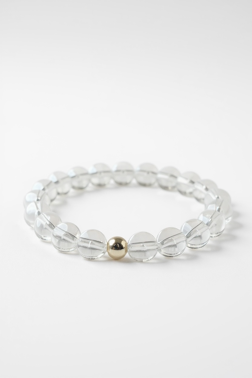 Gold + Clear Quartz Stretch Bracelet