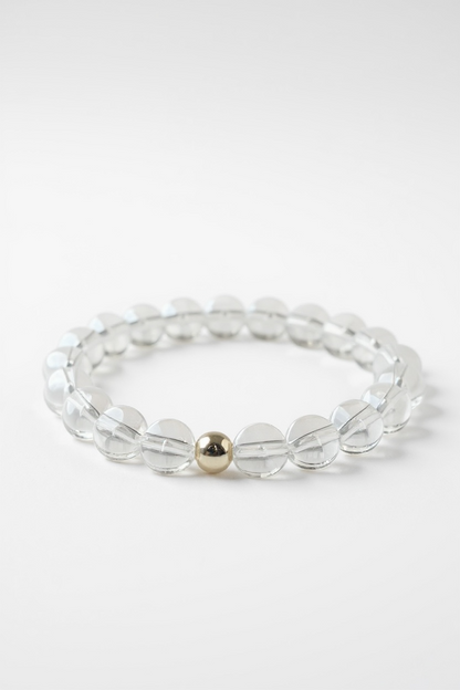 Gold + Clear Quartz Stretch Bracelet