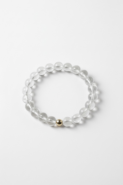 Gold + Clear Quartz Stretch Bracelet