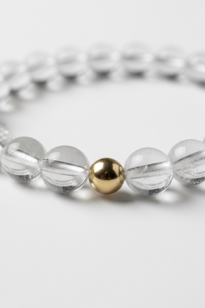 Gold + Clear Quartz Stretch Bracelet