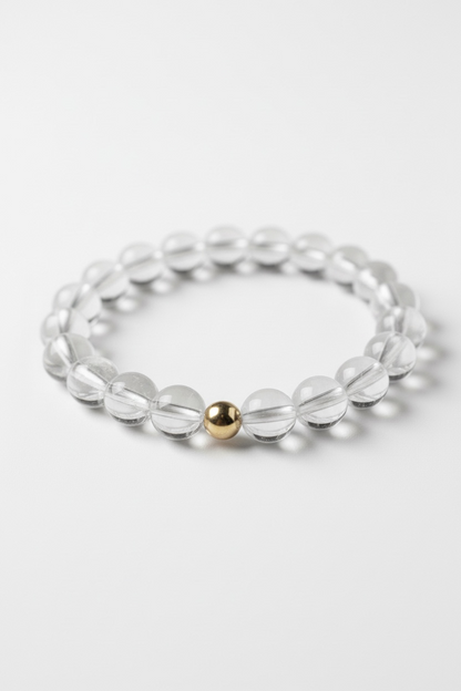 Gold + Clear Quartz Stretch Bracelet