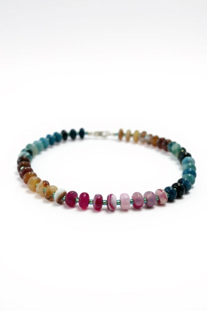 Colourful Rainbow Agate + Green Opal Necklace
