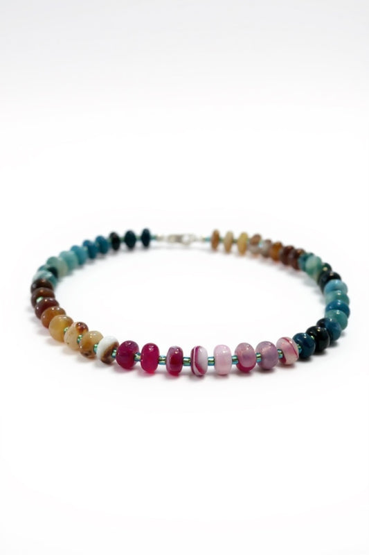 Colourful Rainbow Agate + Green Opal Necklace
