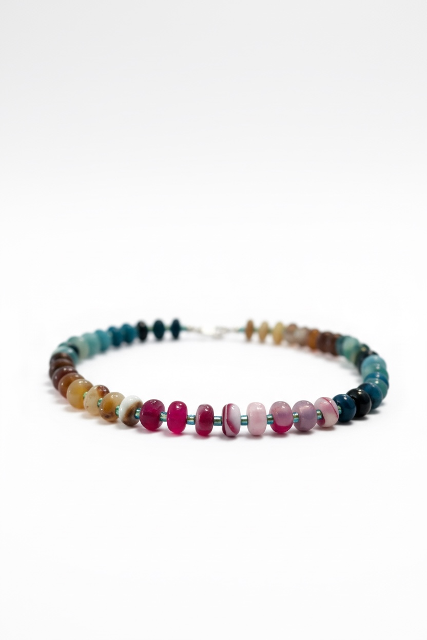 Colourful Rainbow Agate + Green Opal Necklace