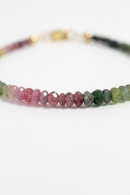 Adjustable Faceted Multi Tourmaline Bracelet