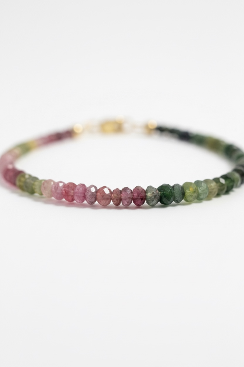 Adjustable Faceted Multi Tourmaline Bracelet