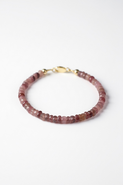 Adjustable Faceted Pink Tourmaline Bracelet