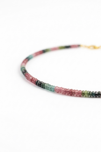 Adjustable Faceted Multi Tourmaline Necklace