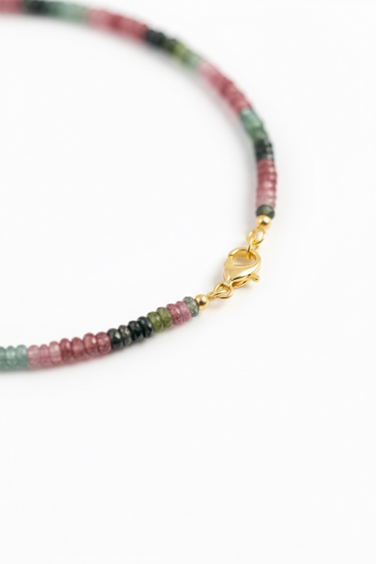 Adjustable Faceted Multi Tourmaline Necklace