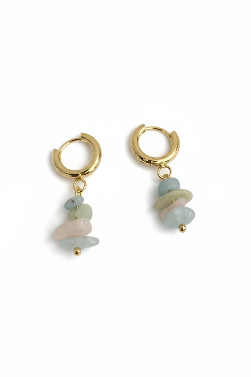 Stacked Morganite Huggie Hoop Earrings
