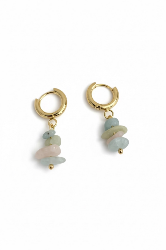 Stacked Morganite Huggie Hoop Earrings