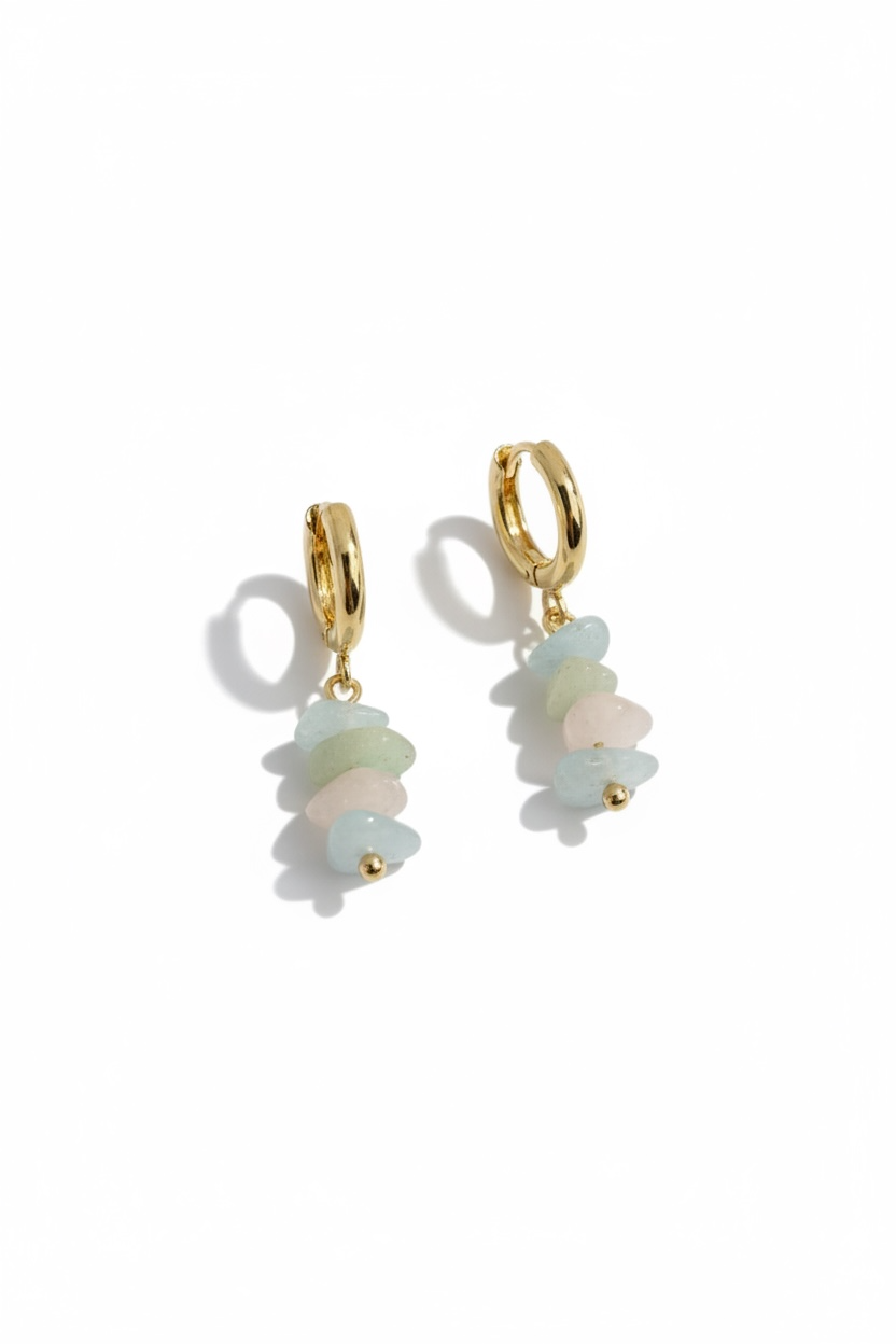 Stacked Morganite Huggie Hoop Earrings