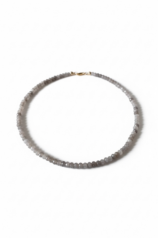 Adjustable Faceted Grey Jade Quartz Necklace