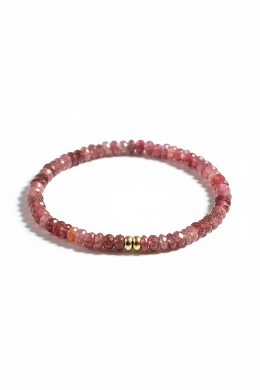 Faceted Pink Tourmaline Stretch Bracelet