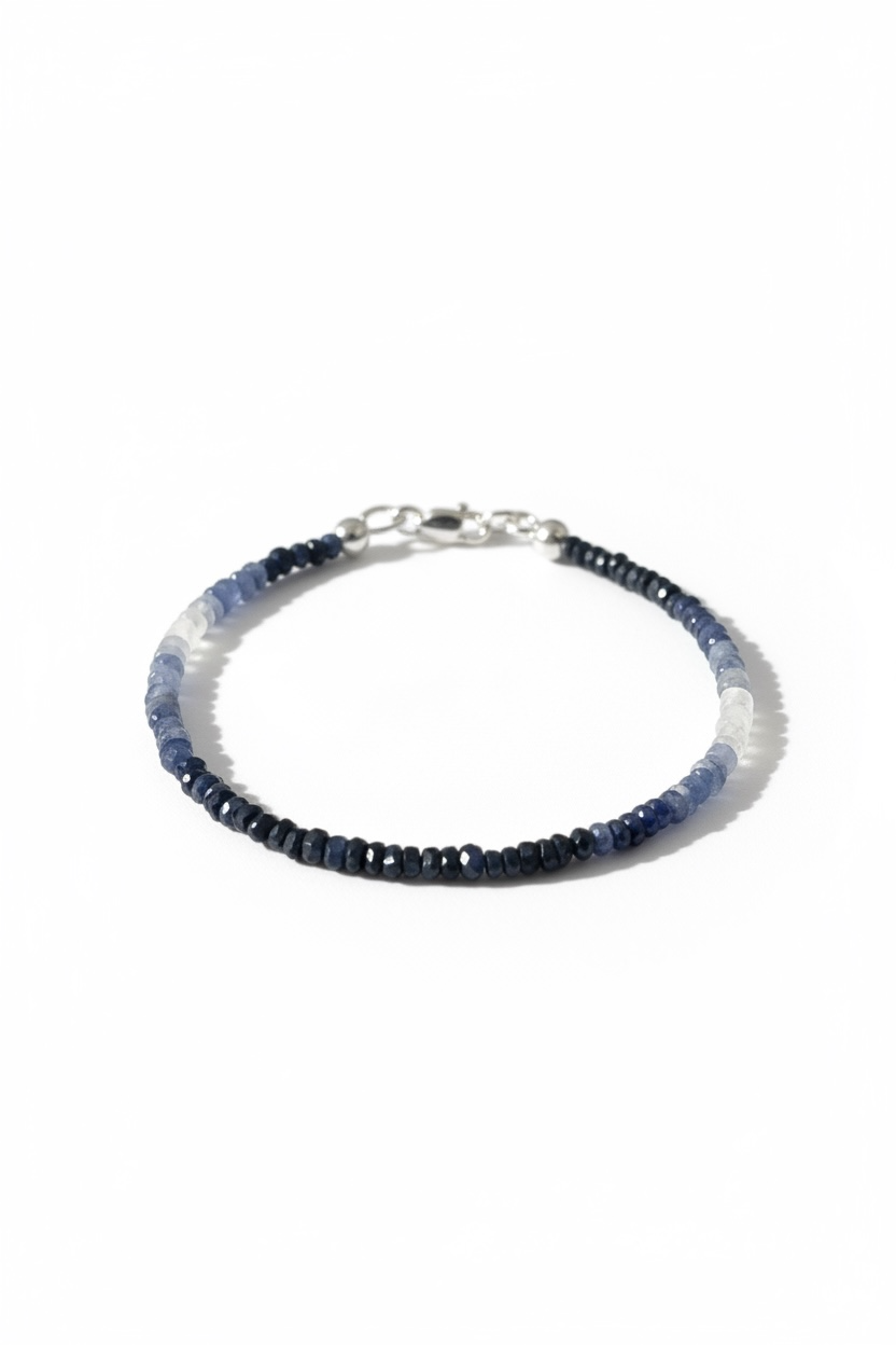 Adjustable Faceted Blue Sapphire Bracelet