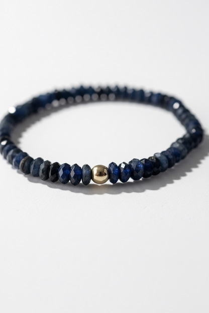 Faceted Dark Kyanite Stretch Bracelet