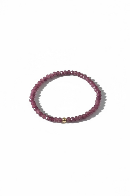 Faceted Magenta Jade Stretch Bracelet