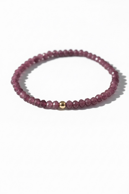 Faceted Magenta Jade Stretch Bracelet