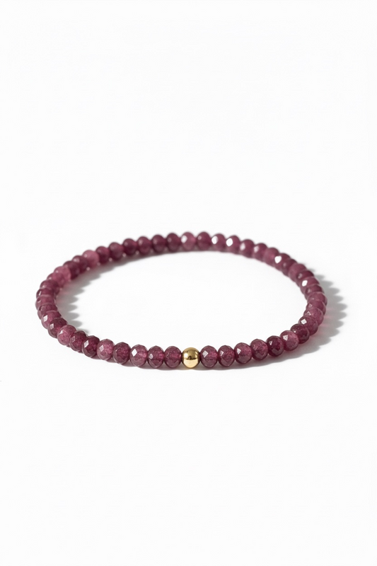 Faceted Magenta Jade Stretch Bracelet