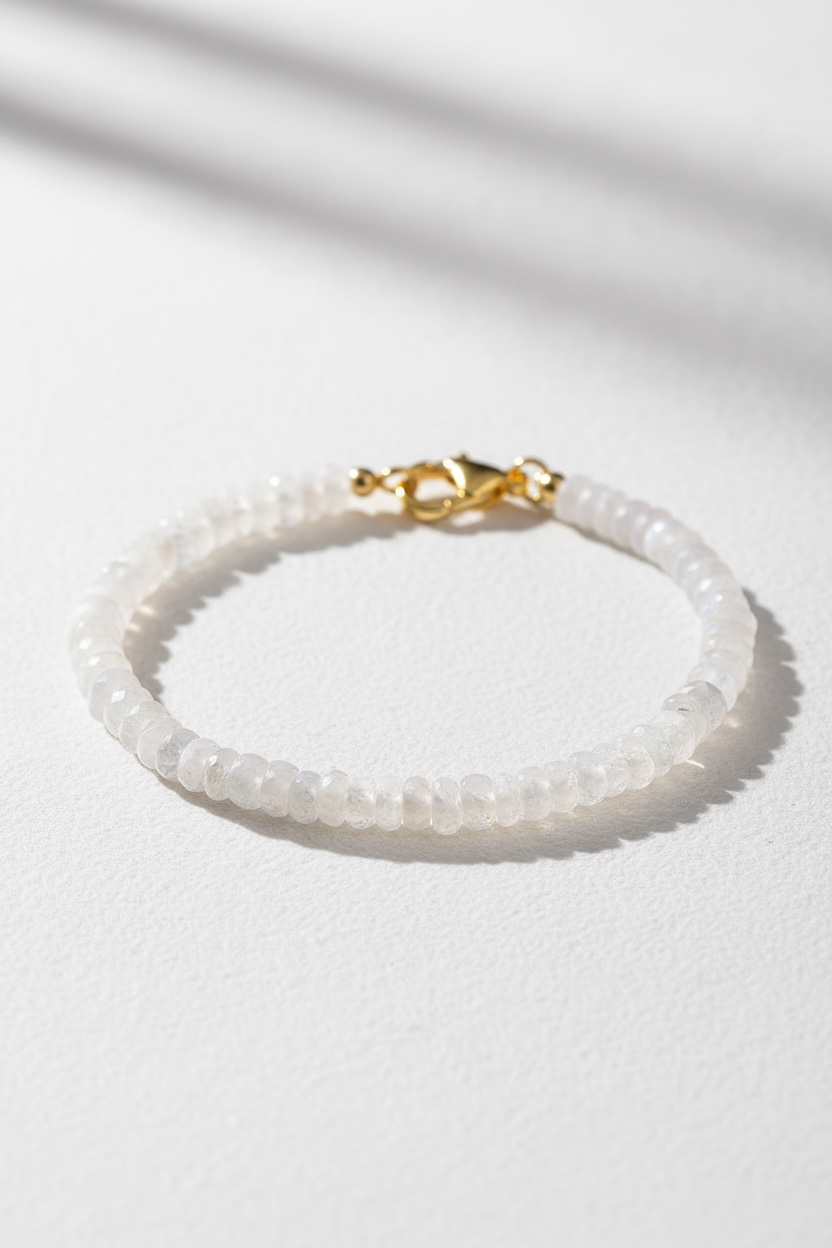 Adjustable 6mm Faceted Rainbow Moonstone Bracelet