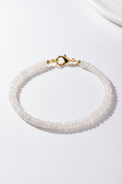 Adjustable 6mm Faceted Rainbow Moonstone Bracelet