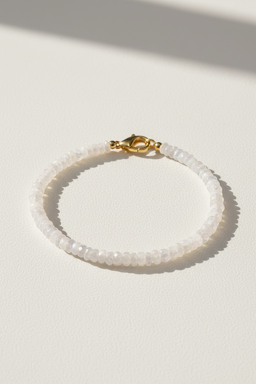 Adjustable 6mm Faceted Rainbow Moonstone Bracelet