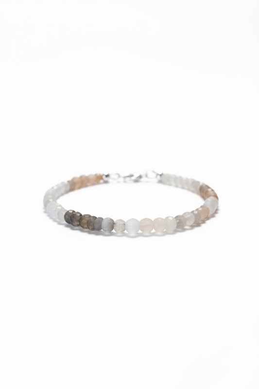 Adjustable Faceted Multi Moonstone Bracelet